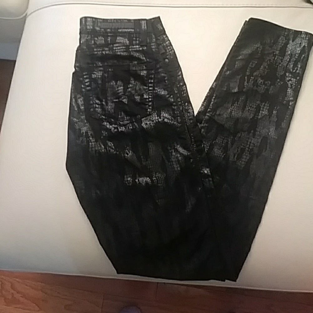 Rock & Republic skinny black coated snakeskin